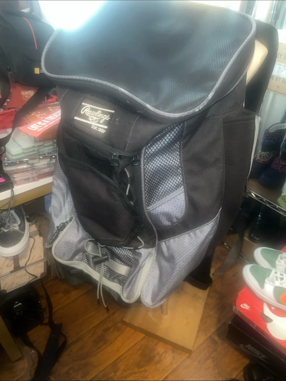 Rawlings Men's Equipment Charcoal and Black Backpack with Padded Back